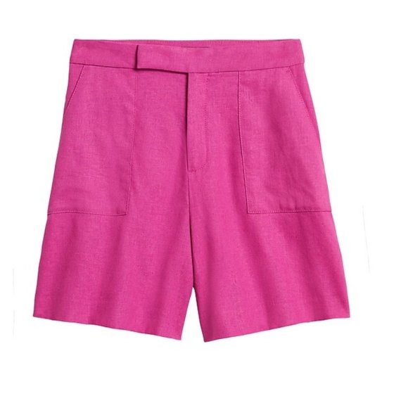 High-Rise 5" Linen-Blend Shorts pink, NWT - Picture 1 of 7